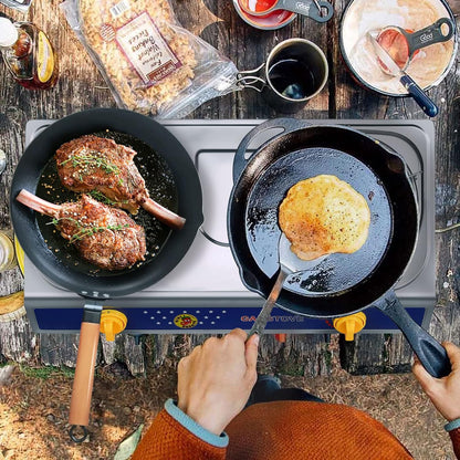 Vivicreate 2 Burner Propane Gas Stove Outdoor Cooking Portable Double Burner Propane Cooktop Burners for Camping BBQ Patio Frying Fogon Estufa Portatil Parrillas de Gas