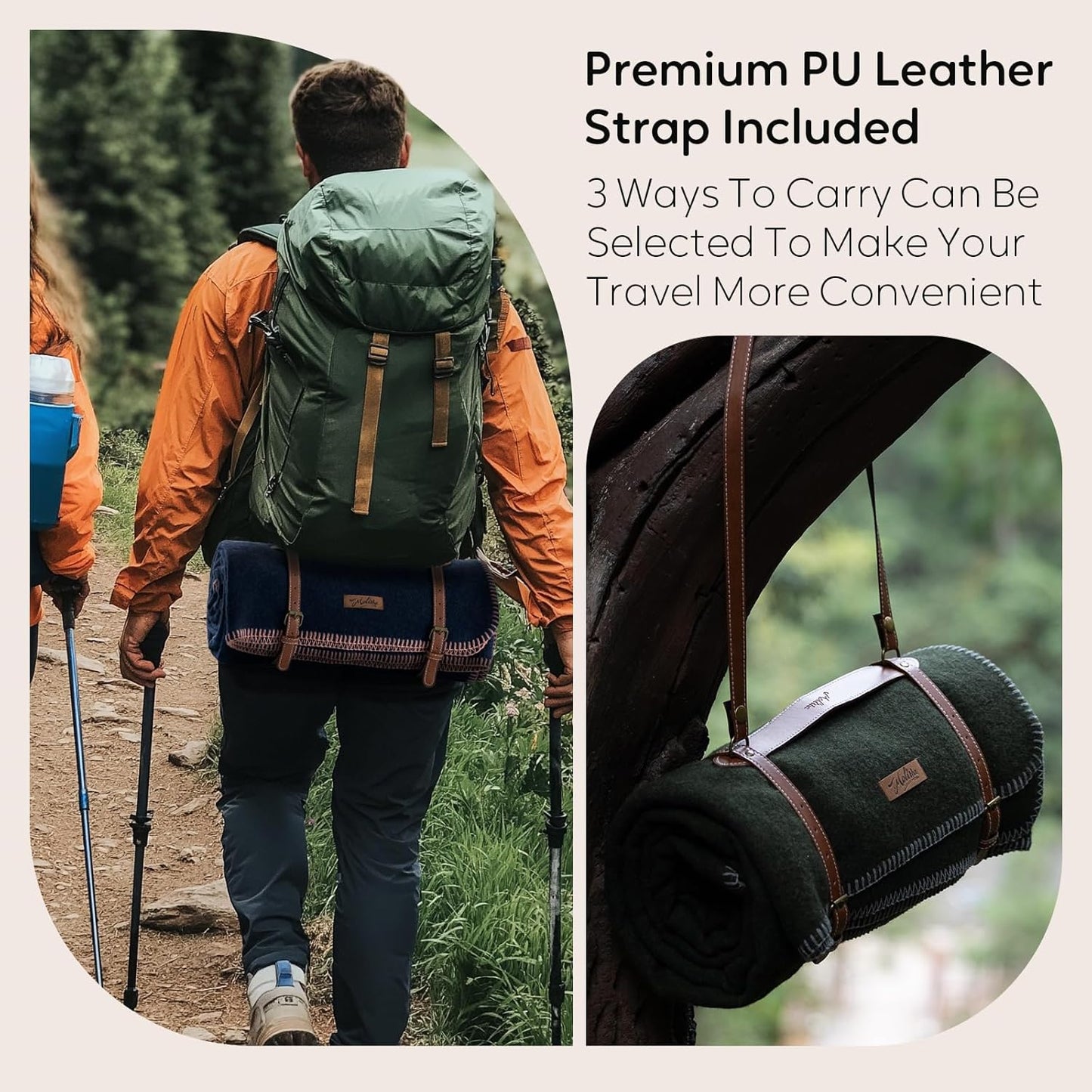 100% Wool Blanket, 48" x 62", Warm, Thick, Washable, Military Wool Blanket, Great for Camping, Outdoors, Sporting Events, Survival Kits，Olive Green