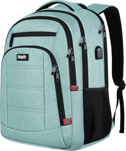 Backpack for Women Men, Travel School Backpacks for Teen Boys, Bookbag with USB Charging Port, Anti Theft College Backpack Fits 15.6 Inch Laptop, Casual Work Business Back Pack, Cyan