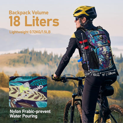 N NEVO RHINO Hydration Backpack, 18L Multipurpose Hiking Backpack with 3L Water Bladder, Water Backpack Insulated Hydration Pack Ideal for Hiking and Cycling