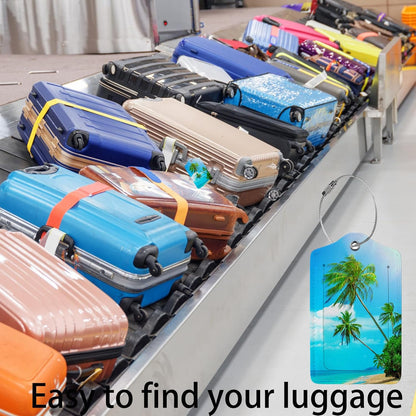Swaying Palm Trees 2-Pack Luggage Tags for Suitcases,Leather Baggage Tag with Loop, Tags Private Name ID Labels for Women Girl Men Boys Travel Baggage Suitcase