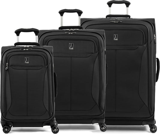 Travelpro Tourlite Softside 3-Piece Set, Expandable Luggage with 4 Spinner Wheels, Lightweight Suitcase, 21" Carry-On, 25" Checked Medium, 29 Check Large, Black