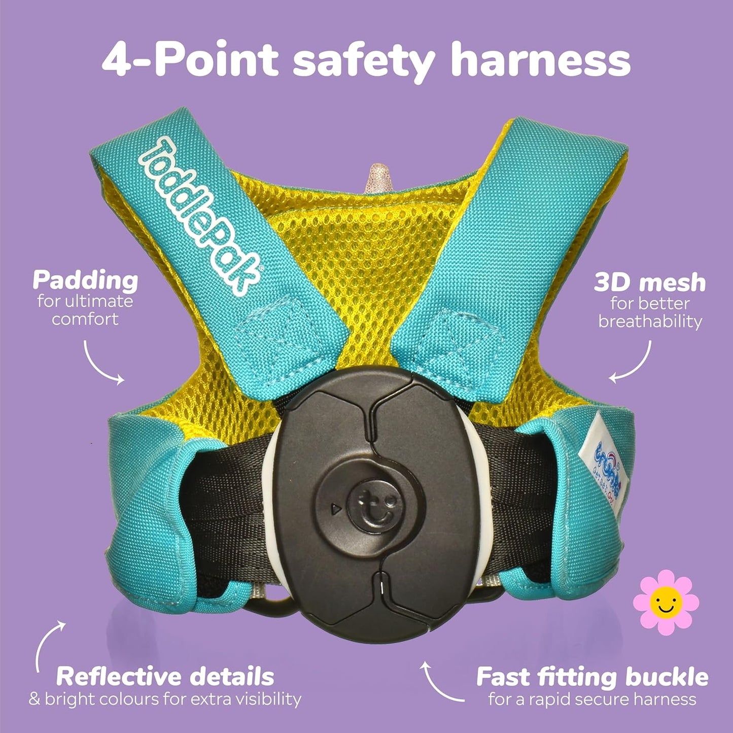 Trunki Toddler Leash - Fuss Free Toddler Walking Reins & Kids Safety Harness | Baby Leash for Kids – Una Unicorn (Turquoise)