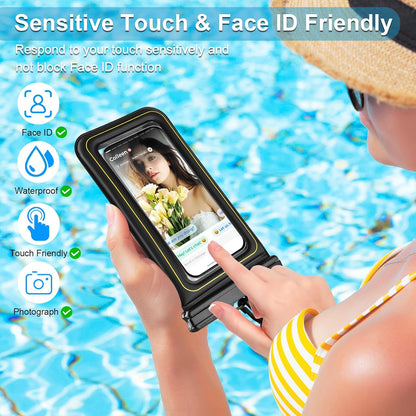 Large Waterproof Phone Pouch Floating, Phone Case Friendly, Up to 7.2'' Cell Phone Dry Bag, IP68 Waterproof Phone Case for iPhone Samsung Galaxy Google, Black