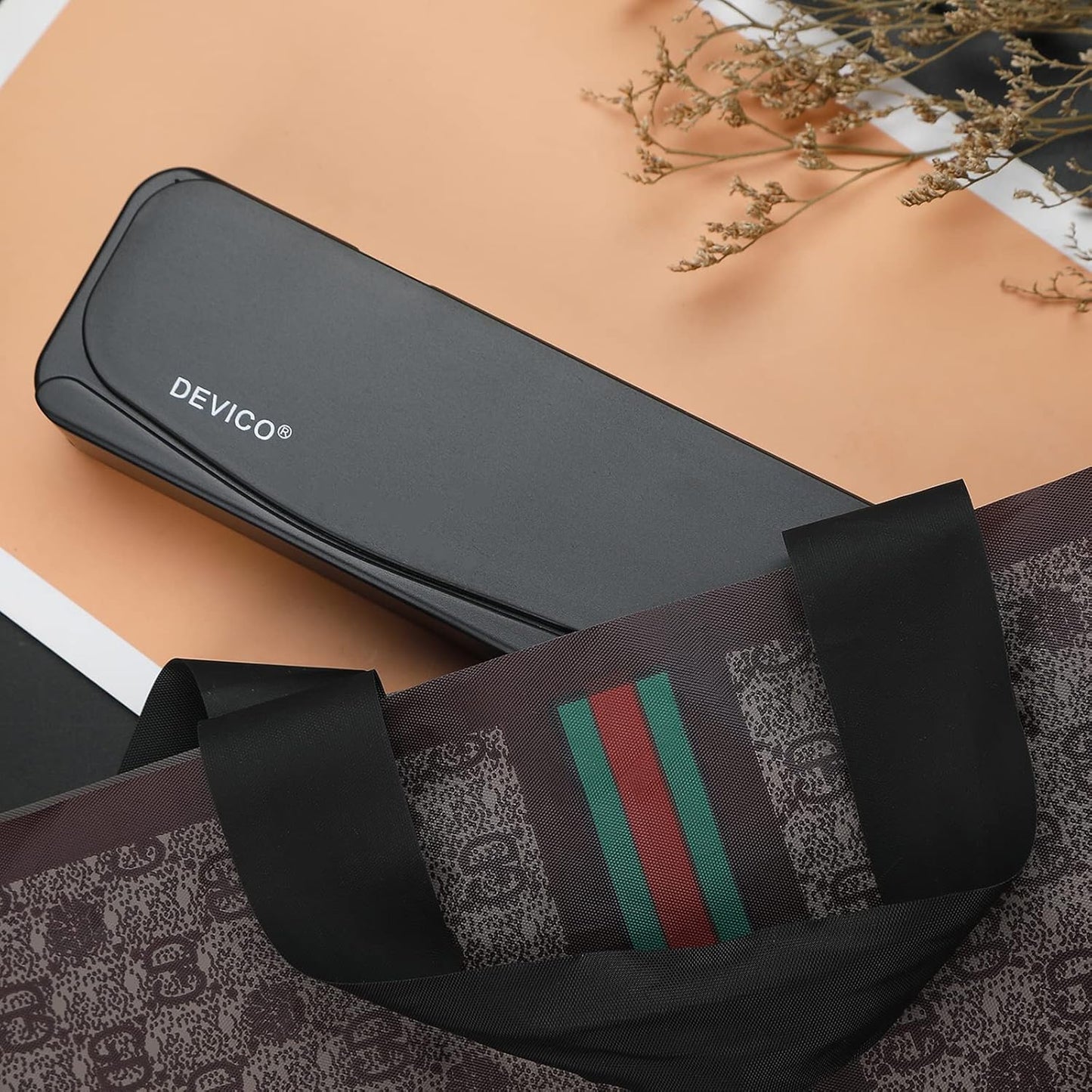 DEVICO Travel Utensils, 18/8 Stainless Steel 4pcs Cutlery Set Portable Camp Reusable Flatware Silverware, Include Fork Spoon Chopsticks with Case (Black)