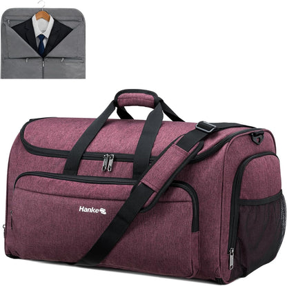 Hanke Carry on Garment Bags for Travel,Convertible Duffle Bag Luggage Bag Weekend Bag with Shoe Compartment,2 in 1 Hanging Suitcase Suit Bag for Men Women,Purple