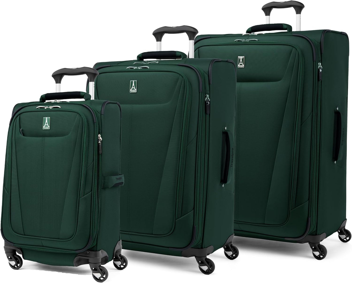 Travelpro Maxlite 5 Softside Expandable 3-Piece Luggage Set — Carry-On, Medium and Large Checked Luggage — Forest Green