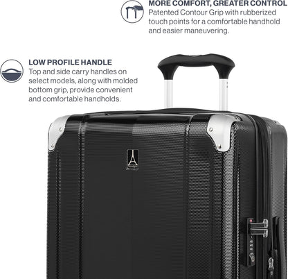 Travelpro Pathways 3 Hardside Expandable Luggage, 8 Spinner Wheels, Lightweight Hard Shell Suitcase, 3 Piece Set (21/25/28), Black Knight