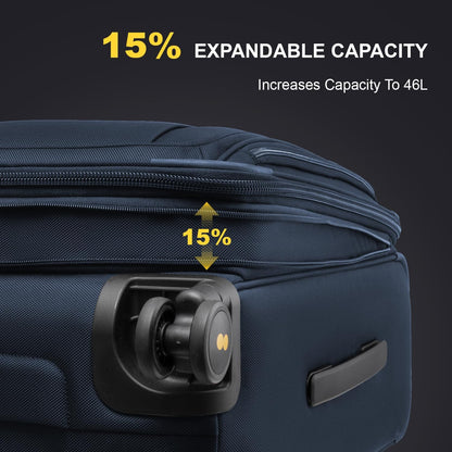 LEVEL8 Carry On Luggage Airline Approved with Compartment, Softside Expandable Rolling Suitcase with Spinner Wheels, Blue, Carry-On 20-Inch