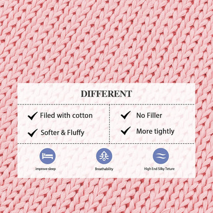 L'AGRATY Knitted Weighted Blanket - 48"x72" 12lbs Cooling Chunky Knit Heavy Blanket for Adults Braided Crochet Throw Thick Cable Yarn Knit Decorative No Beads Evenly Weighted Machine Washable