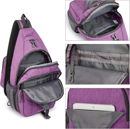 G4Free Sling Bag RFID Blocking Sling Backpack Crossbody Chest Bag Daypack for Hiking Travel(Light Purple)