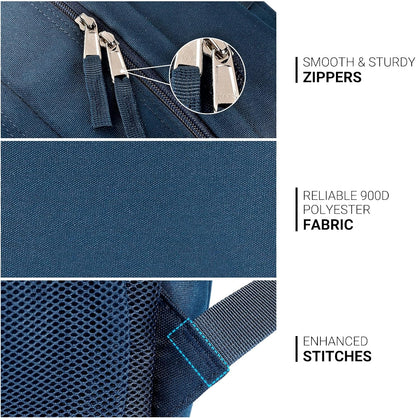 ZORFIN 26L Backpack for College, and Travel: Water Resistant Bookbag - Navy Blue