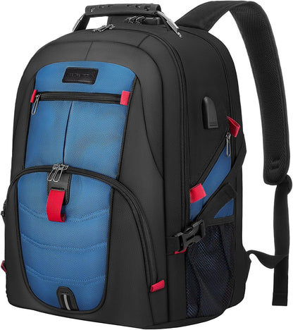 LOVEVOOK Travel Laptop Backpack Waterproof Anti Theft Backpack with Lock and USB Charging Port Large 17-17.3 Inch Computer Business Backpack for Men Women Blue