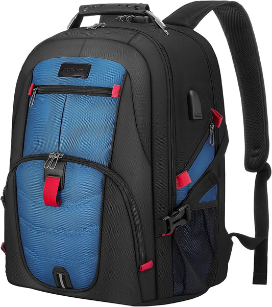 LOVEVOOK Travel Laptop Backpack Waterproof Anti Theft Backpack with Lock and USB Charging Port Large 17-17.3 Inch Computer Business Backpack for Men Women Blue