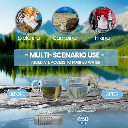 Collapsible Water Bottle with Filter for Travel,Portable Water Filter Camping,Water Purifier Bottle for Camping Hiking Cycling Outdoor Sports