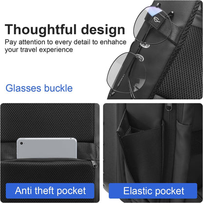 SOKOK Carry On Travel Backpack Waterproof Business Backpack with Laptop Compartment, Hardshell Computer Backpack for Men and Women, Black