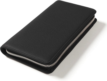 Leatherology Black Onyx Travel Zip Organizer Wallet, Passport Holder, RFID Available, Full Grain Leather