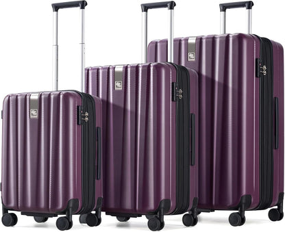 Hanke Expandable Hardshell Luggage Sets 3 piece Carry On Luggage with Wheels Suitcases Lightweight Checked Tsa Luggage Rolling Large Suitcase Travel Luggage Bag Woman Men 20/24/29 Inch(Purple)