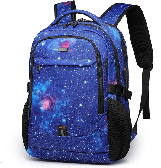 DUSLANG 17 Inch Travel Laptop Backpack Water Resistant College Backpack for Men Laptop Bag with USB Charging Port,Sky Blue