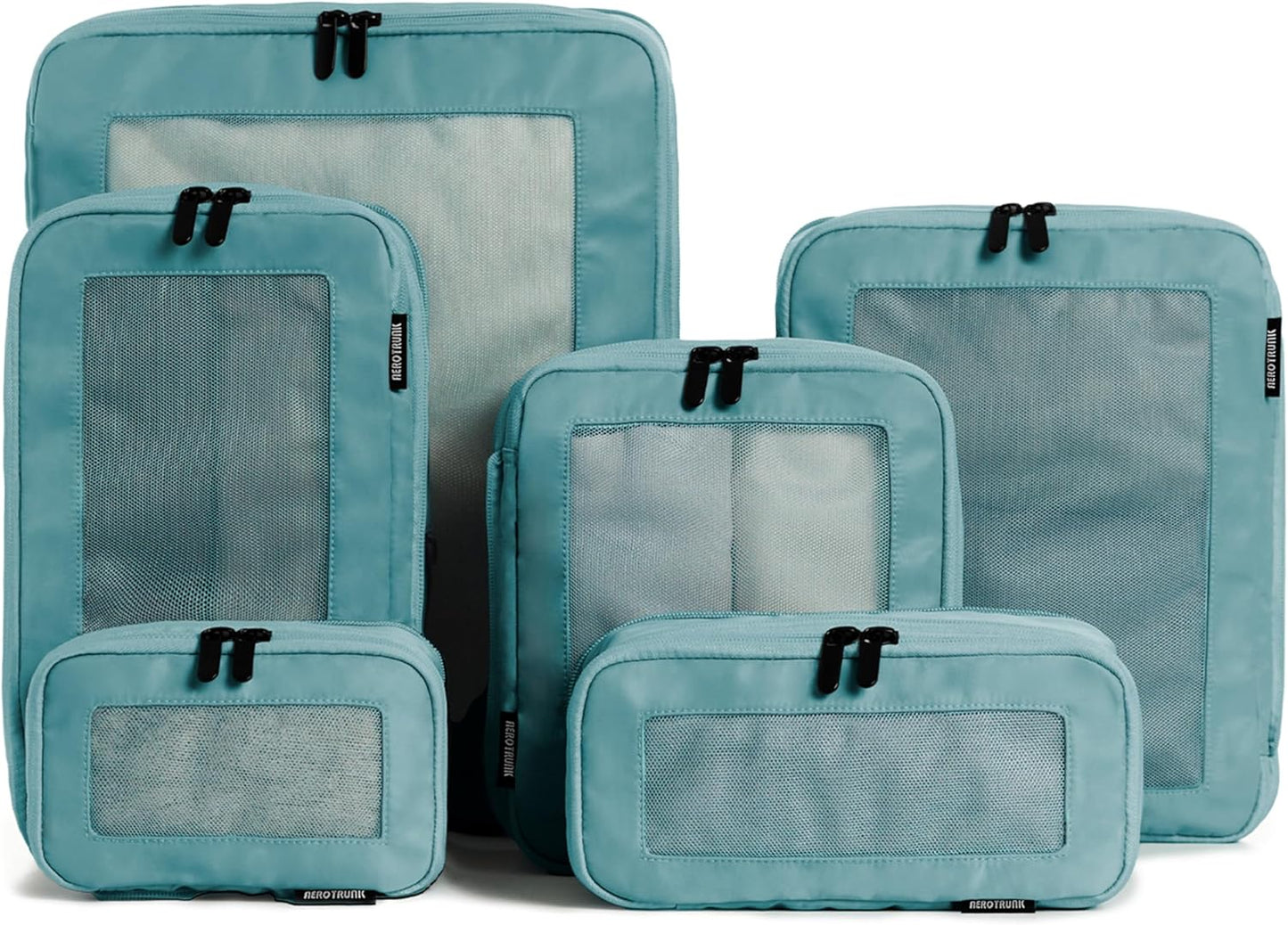 Compression Packing Cubes for Travel - Luggage Organizer Bags - Double Zipper Packing Cubes for Suitcases (6-Pack, Teal)