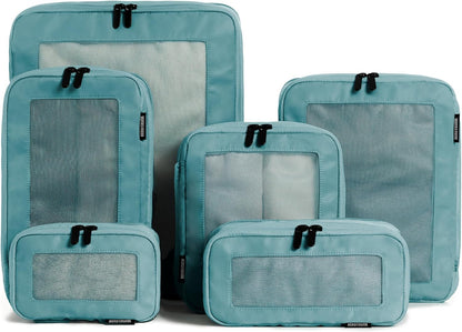 Compression Packing Cubes for Travel - Luggage Organizer Bags - Double Zipper Packing Cubes for Suitcases (6-Pack, Teal)