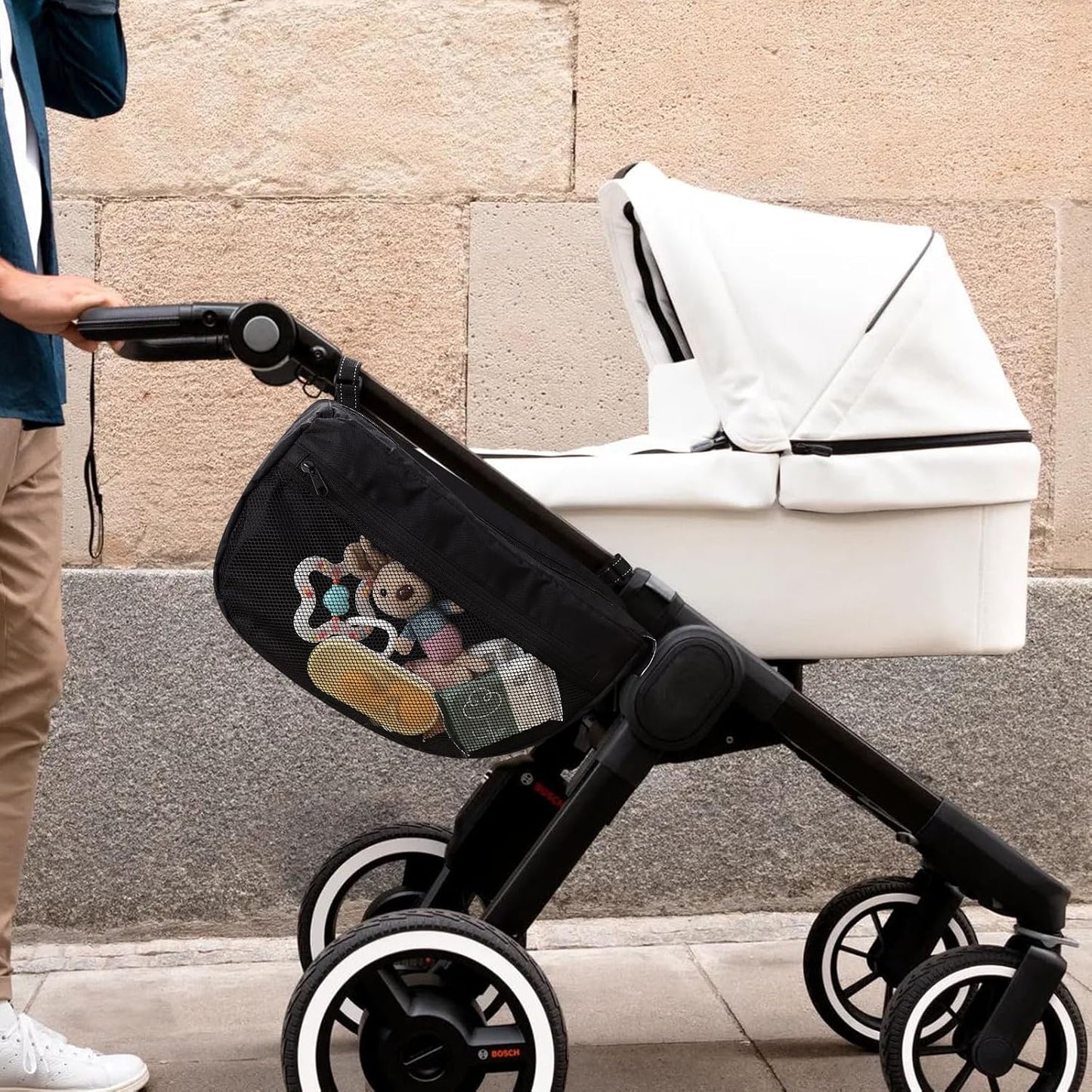 Accmor Insulated Side Sling Stroller Saddle Bag Organizer, Universal Stroller Organizer, Stroller Bag Caddy Organizer, Black