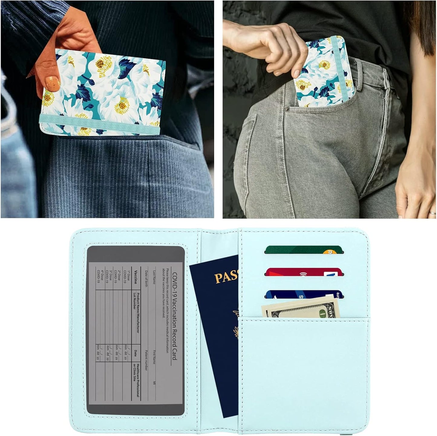 ZOPPEN Passport Holder Wallet, Passport Cover Travel Wallet Women Travel Essentials Accessories Document Organizer Travel Must Haves Rfid Blocking Cover Case for Women and Men, Flower A