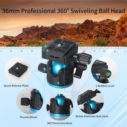 Camera Tripod, 68" / 174cm Lightweight Travel Monopod with 360°Ball Head Payload 15 lbs, Adjustable Height from 17" to 68" Professional Stand for DSLR Camera Shooting