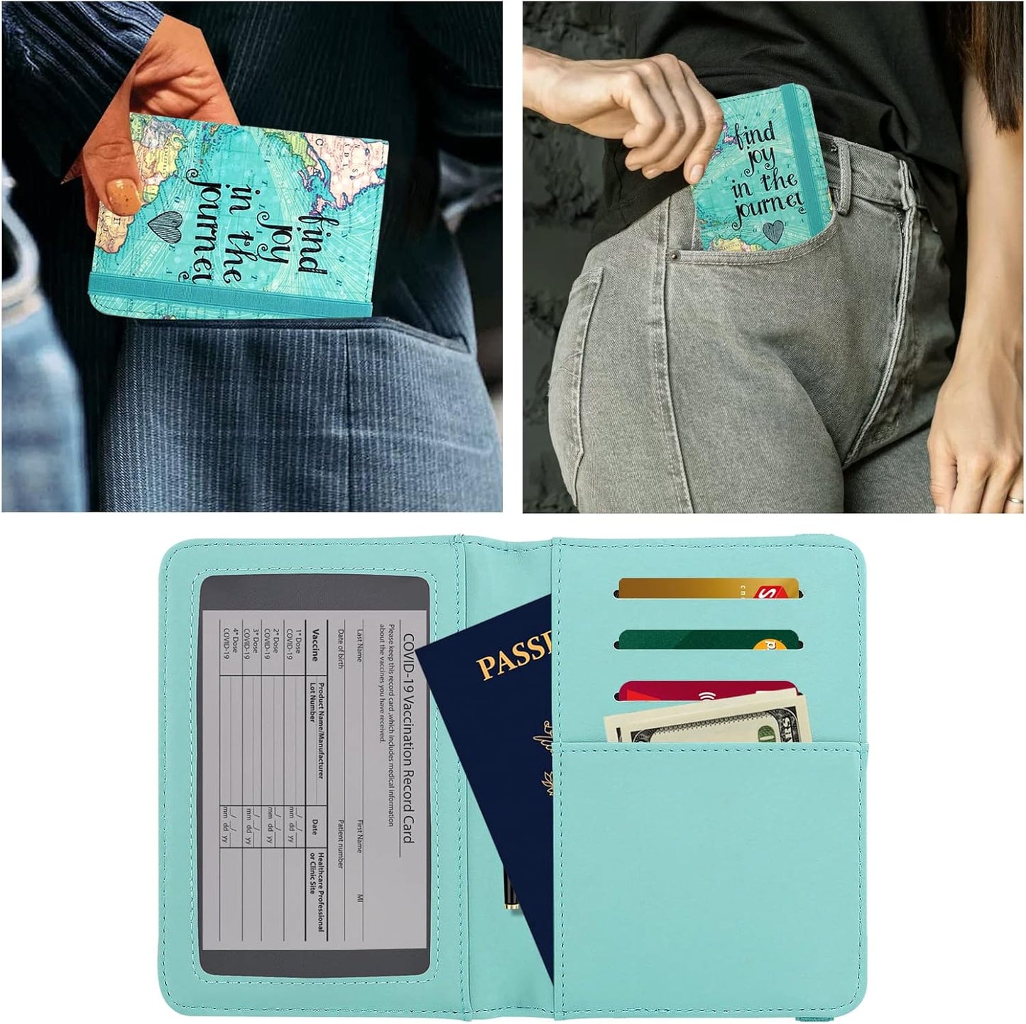 ZOPPEN Passport Holder Wallet, Passport Cover Travel Wallet Women Travel Essentials Accessories Document Organizer Travel Must Haves Rfid Blocking Cover Case for Women and Men, Map