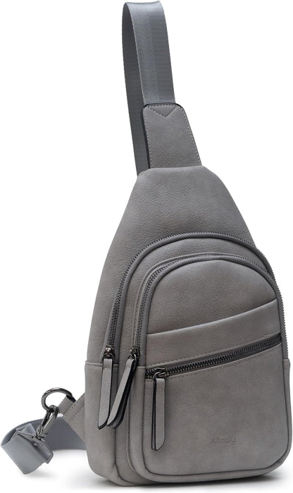 Alldaily Large Sling Bag for Women Crossbody Purse Leather Fashionable Trendy Chest Bag for Travel, Fanny Pack (Grey)