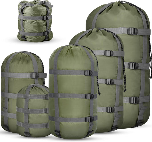 5 Pack Compression Stuff Sack 5 Assorted Size Sleeping Bag Stuff Sack Ultralight Sleeping Bag Cover Space Saving Gear for Travel Outdoor Camping Hiking Backpacking