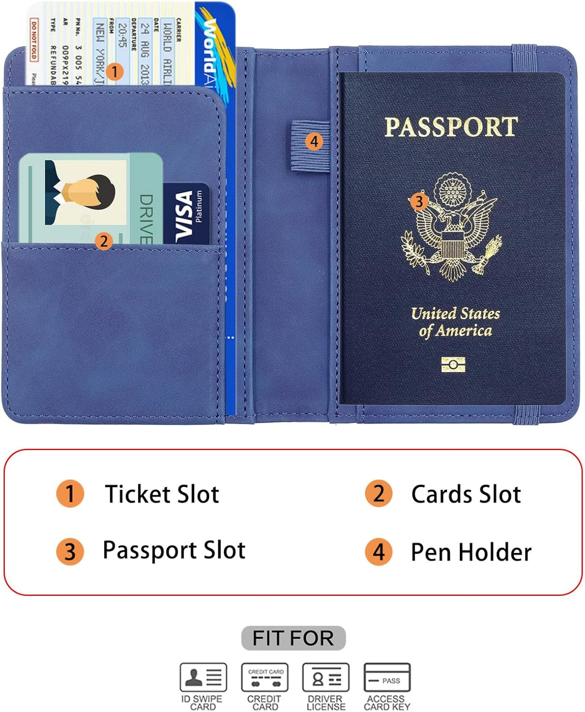 Melsbrinna Premium Leather Passport Holder Covers Case, Waterproof Rfid Blocking Travel Wallet Passport Holder with Pen Holder, Cute Passport Book for Women/Men