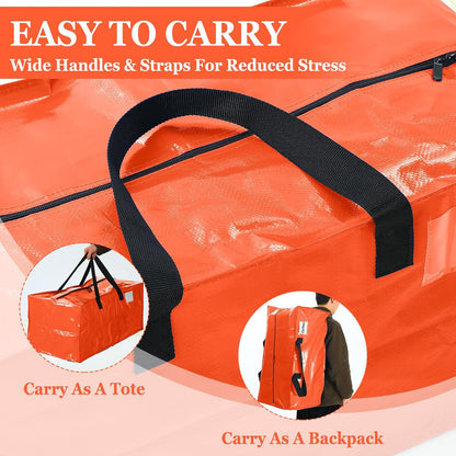4 Pcs 24 Gallon Large Moving Bags with Zipper and Handles Foldable Storage Duffle Bags Heavy Duty Extra Large Totes for College Dorm Travel Clothes Blankets Bedding Moving (Orange)