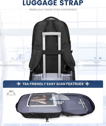 LOVEVOOK Travel Laptop Backpack Waterproof Anti Theft with Lock and USB Charging Port Large Computer Business Backpack for Men College Students (17 inch, Black)