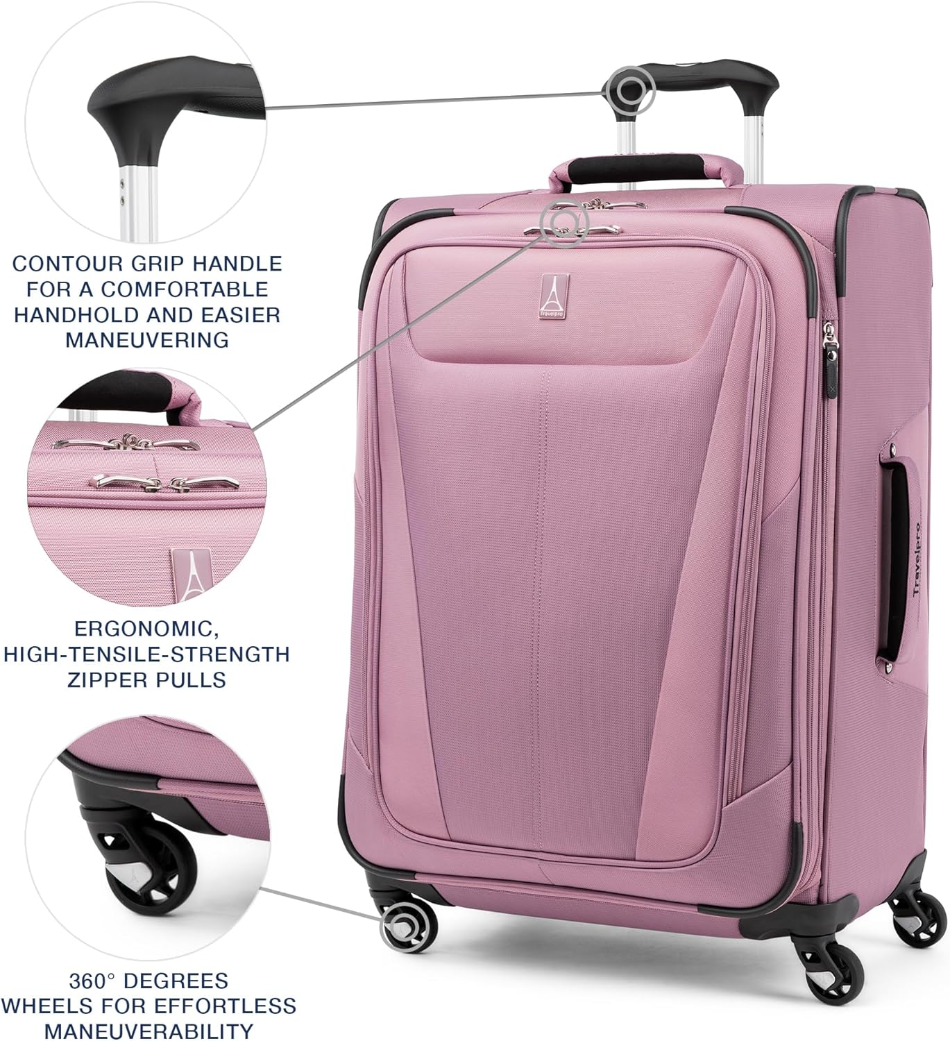 Travelpro Maxlite 5 Softside Expandable Checked Luggage with Spinner Wheels, Lightweight, 25-Inch — Orchid Pink Purple