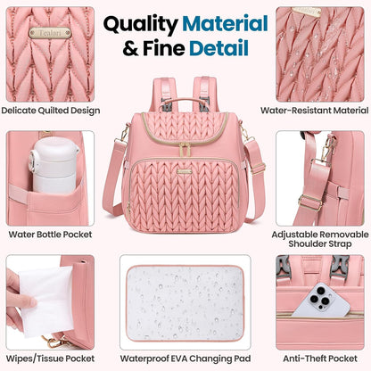 4 in 1 Convertible Diaper Bag Backpack,Waterproof Baby Diaper Bag with Changing Pad,Converts into Baby Tote Bag,Diaper Backpack,Stroller Bag and Crossbody Diaper Bag