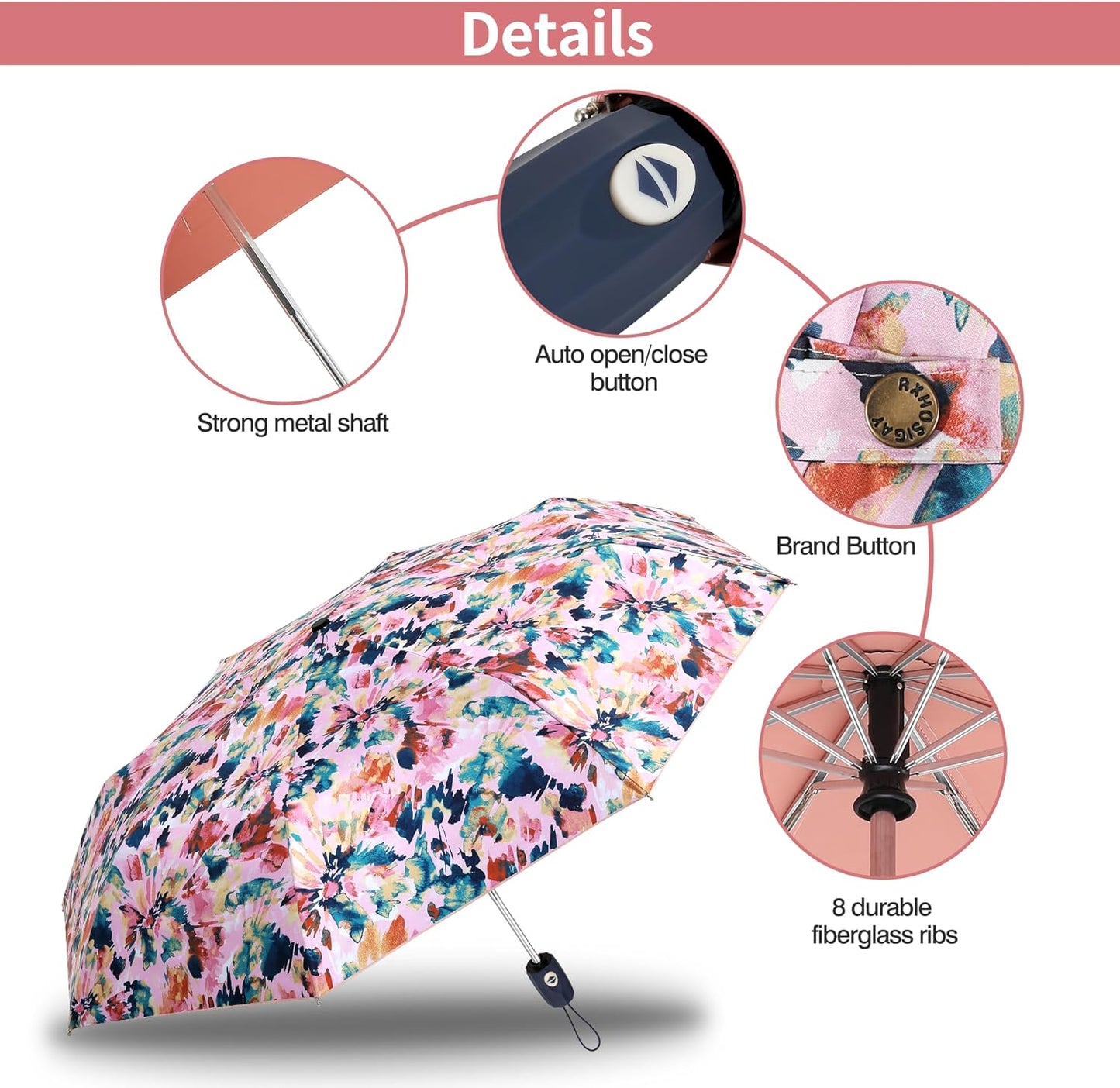 Color Coated Sun Umbrella UV Protection Compact Folding Windproof Parasols Travel Auto Open Close Shade Blocking UV