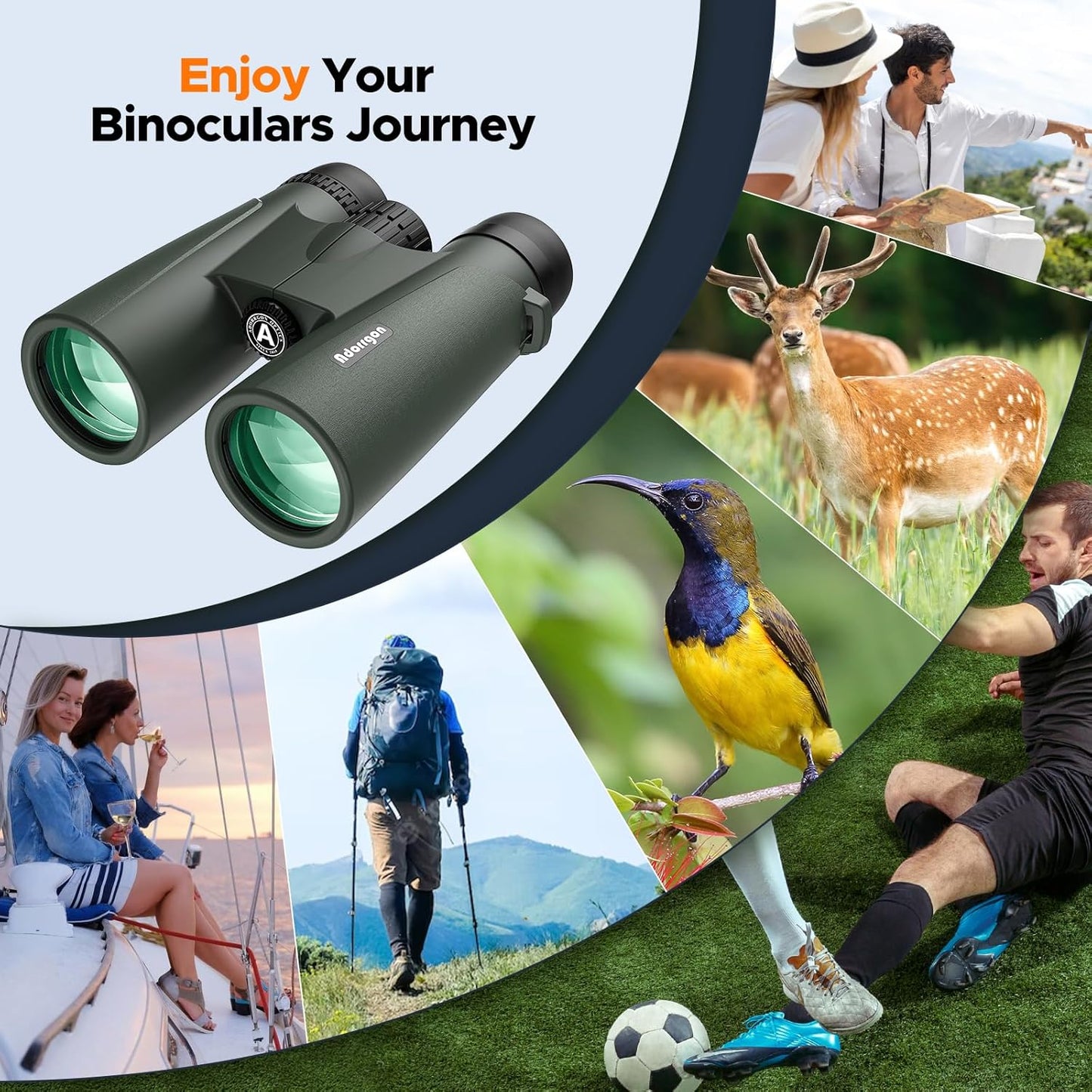 Adorrgon 15x45 HD Binoculars for Adults High Powered with Phone Adapter, Tripod and Tripod Adapter - Large View Binoculars with Clear Low Light Vision for Bird Watching Cruise Travel