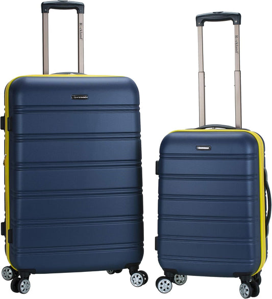 Rockland Unisex Adults Melbourne Hardside Expandable Spinner Wheel Luggage, Navy, 2-Piece Set (20/28)