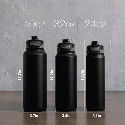 ZULU Powerfill Pro 24oz Stainless Steel Water Bottle with Quick Fill Lid, Triple Walled Vacuum Insulated Metal, Leak Proof Locking Lid, Sip and Chug, Reusable BPA Free, Black
