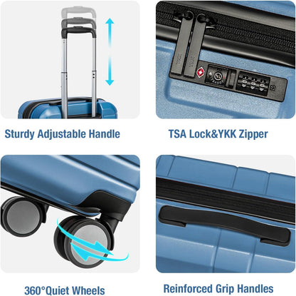 KYME Carry On Luggage 22x14x9 Airline Approved with TSA Lock Hard Shell Carry On Suitcase Lightweight Suitcases with Wheels Small Luggage for Men Women,Carry-On 20 Inch,Blue