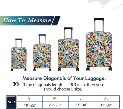 HYPER VENTURE Washable Luggage Cover - Fashion Suitcase Protector Fits 31-32 Inch Luggage (World Voyage, XL)