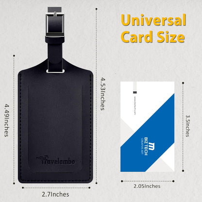 Travelambo Luggage Tags for Suitcases PU Leather Travel Tags Bag Tags Privacy Protection Travel Essentials
