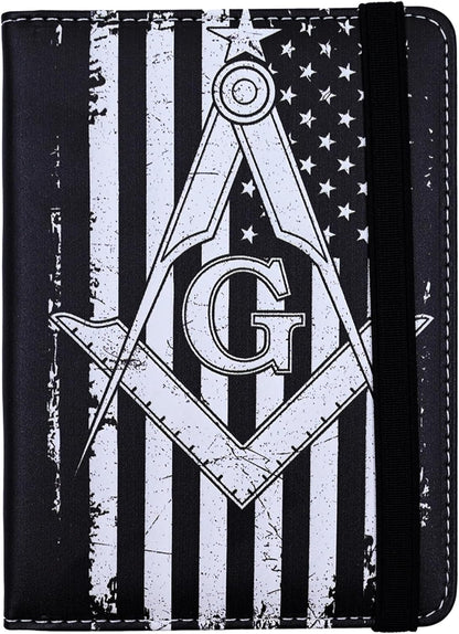 Passport Holder for Women and Men PU Leather Passport Cover for Travel (Masonic)