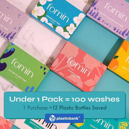 FOMIN - Antibacterial Paper Soap Sheets for Hand Washing - (200 Sheets) Jasmine Portable Travel Soap Sheets, Dissolvable Camping Mini Soap, Portable Hand Soap sheet