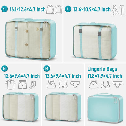 4-Piece Packing Cube Set - Lightweight Luggage Organizers for Travel, Vacation and Suitcases - Durable Accessories with Compression