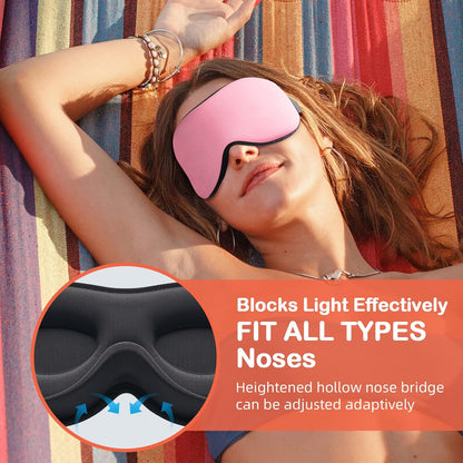 INNELO Sleep Mask for Side Sleeper, Eye Mask Sleeping Women Men, 100% Light Blocking 3D Contoured Cup Sleeping Mask Soft No Eye Pressure Cover Blindfold Night Shade for Travel Nap Yoga, Pink