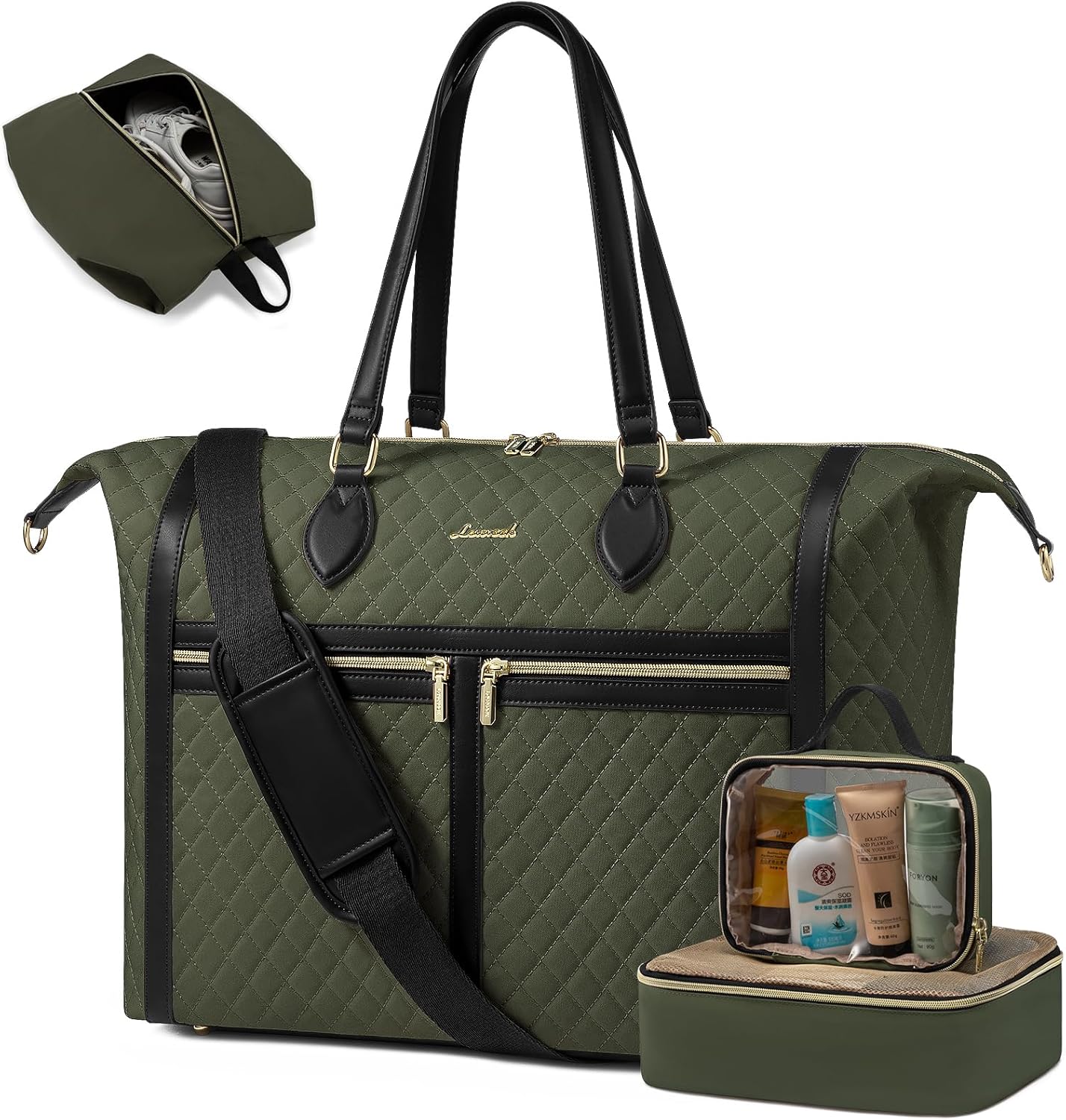 LOVEVOOK 4-in-1 Travel Weekender - Duffle, Carry On, Overnight & Toiletry Bag with Wet Pocket