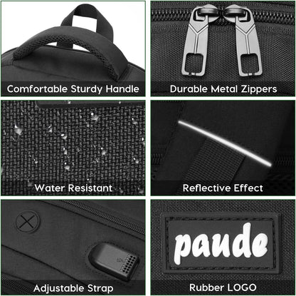 Paude Laptop Backpack,School Backpack Large Bookbag with USB for High School College Students Office Business,Waterproof
