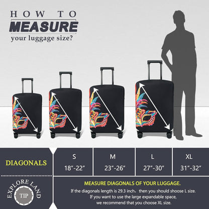 Explore Land Travel Luggage Cover Suitcase Protector Fits 18-22 Inch Case (Carnival, S)